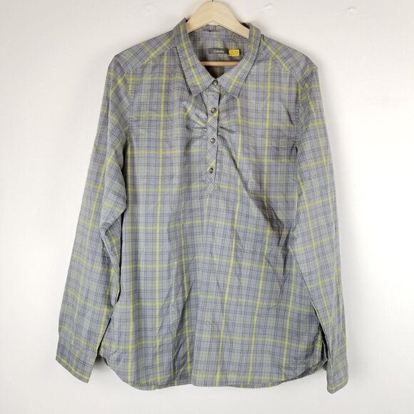 Cabela's 2XL Plaid Pullover Tunic Blouse Roll‎ Tab - Picture 1 of 10